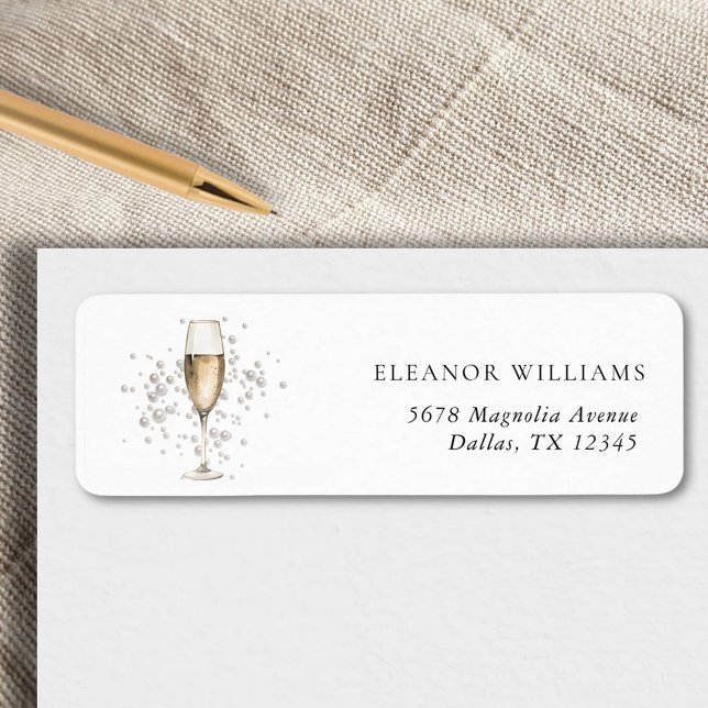 Pearls & Prosecco Bridal Shower Return Address Label (Creator Uploaded)