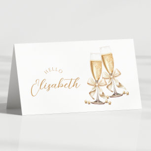 Pearls & Prosecco Bridal Shower Table Name Card 