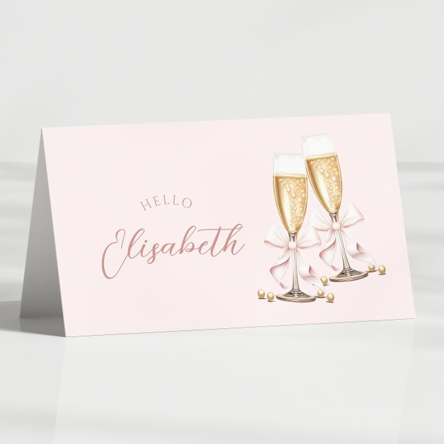 Pearls & Prosecco Bridal Shower Table Name Card  (Creator Uploaded)