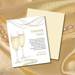 Pearls & Prosecco Bridal Shower Thank You Card
