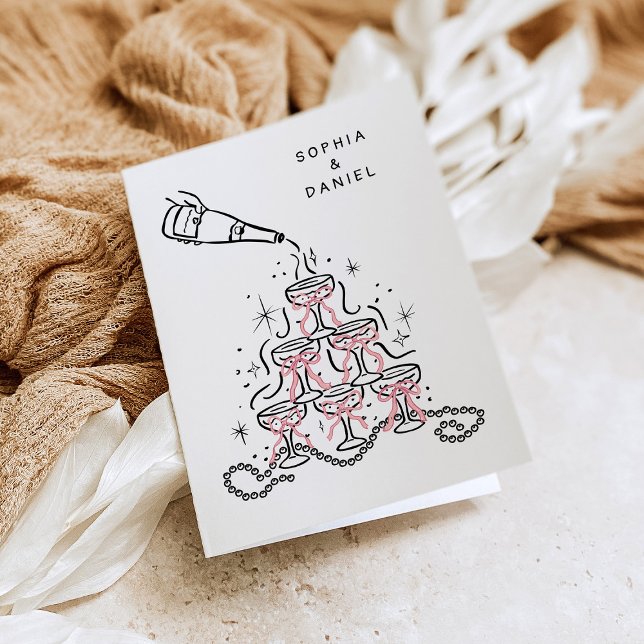 Pearls & Prosecco Bridal Shower Thank You Cards (Creator Uploaded)