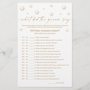 Pearls Prosecco Bridal Shower What Did he say game