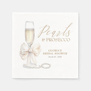 Pearls & Prosecco Bridal Shower White Bow  Napkin