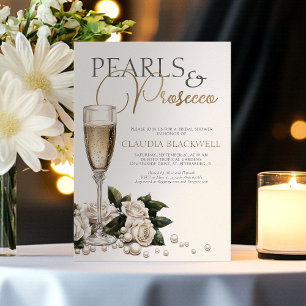 Pearls Prosecco Champagne Bridal Shower Invitation