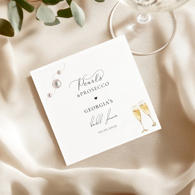 Pearls Prosecco Champagne Elegant Bridal Shower   Napkin (Creator Uploaded)