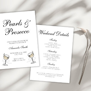 Pearls & Prosecco Elegant Bachelorette Weekend Invitation