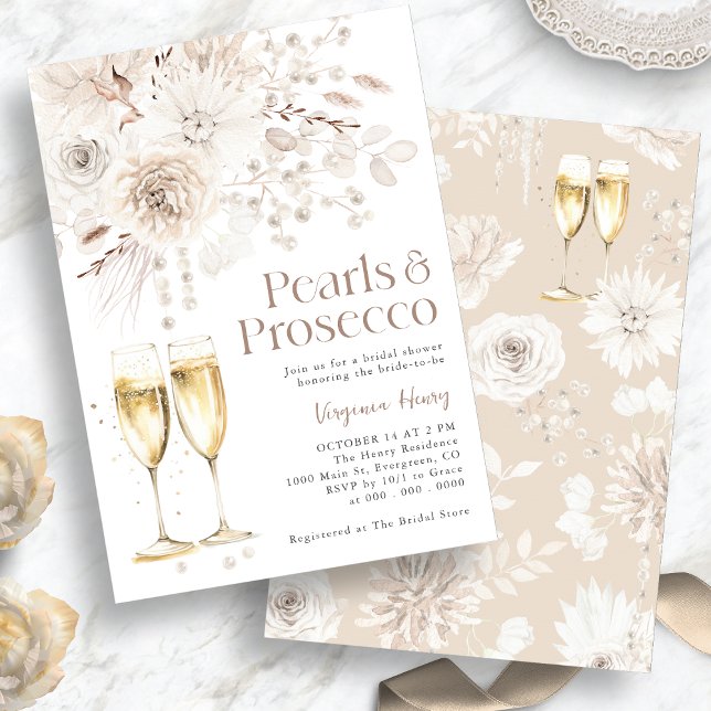 Pearls Prosecco Elegant Bridal Invitation (Pearls Prosecco Elegant Bridal Invitation
)