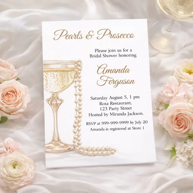 Pearls Prosecco elegant Bridal Shower Invitation (Creator Uploaded)
