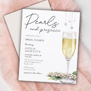 Pearls & Prosecco Elegant Bridal Shower Invitation