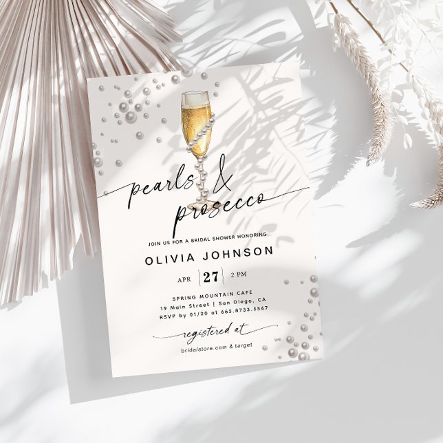 Pearls & Prosecco Elegant Bridal Shower Invitation (Creator Uploaded)