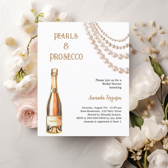 Pearls Prosecco elegant Bridal Shower invitation (Creator Uploaded)