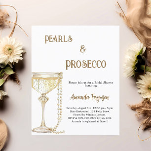 Pearls Prosecco elegant Bridal Shower invitation