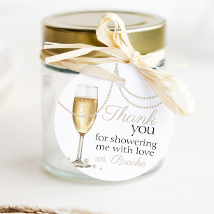 Pearls Prosecco elegant Bridal Shower thank you Favour Tags