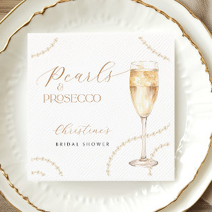 Pearls & Prosecco Gold Bridal Shower Napkins