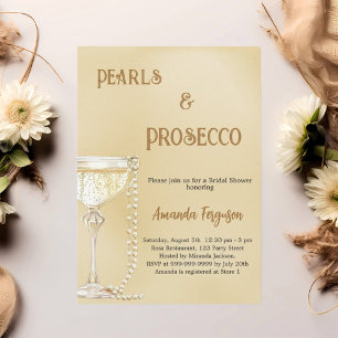 Pearls Prosecco gold elegant Bridal Shower Invitation