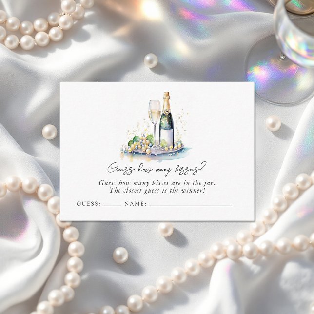 Pearls & Prosecco "Guess How Many Kisses?" Bridal Enclosure Card (Pearls and Prosecco "Guess How Many Kisses?" Bridal Enclosure Card)