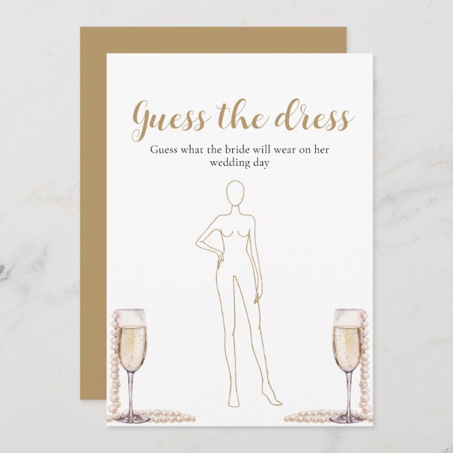 Pearls Prosecco Guess The Dress Bridal Shower Game Invitation (Front/Back)