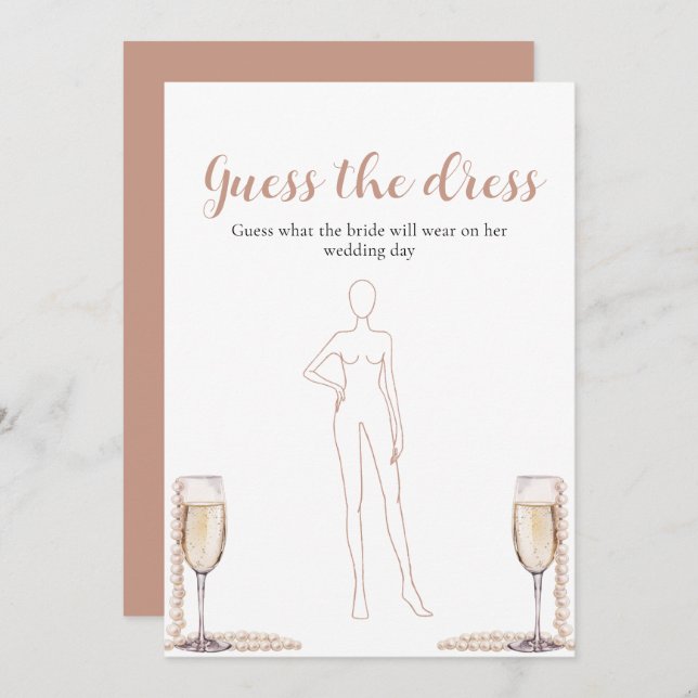Pearls Prosecco Guess The Dress Bridal Shower Game Invitation (Front/Back)