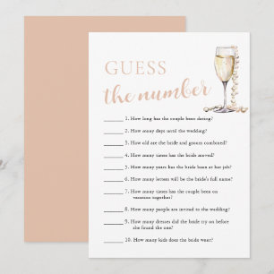 Pearls & Prosecco Guess the Number Bridal Game Invitation