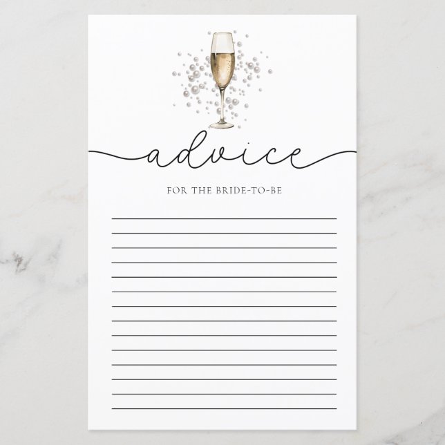 Pearls & Prosecco He Said She Said Bridal Game (Front)