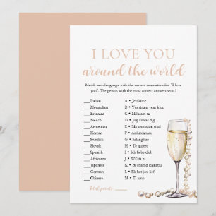 Pearls & Prosecco I Love You Around the World Game Invitation