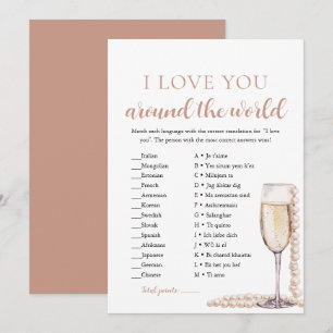 Pearls & Prosecco I Love You Around the World Game Invitation
