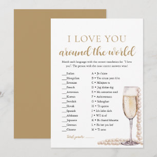 Pearls & Prosecco I Love You Around the World Game Invitation