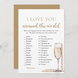 Pearls & Prosecco I Love You Around the World Game Invitation