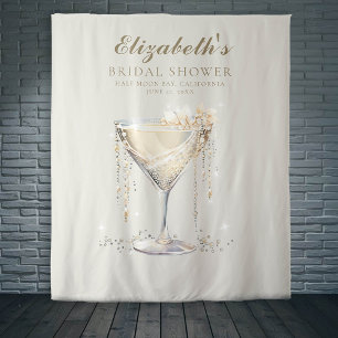 Pearls Prosecco Ivory Gold Bridal Shower Backdrop Tapestry