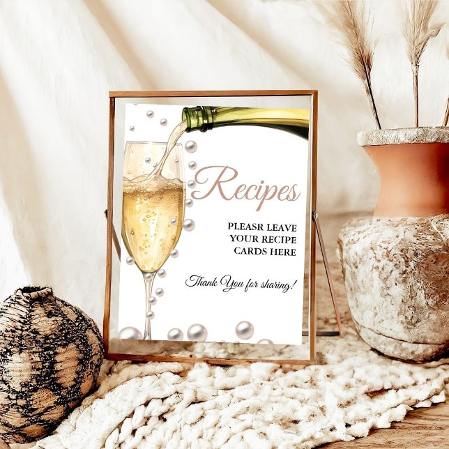 Pearls & prosecco Leave your Recipes Bridal shower Poster (Creator Uploaded)