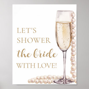 Pearls Prosecco Let's Shower The Bride With Love Poster