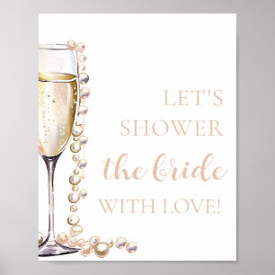 Pearls Prosecco Let's Shower The Bride With Love Poster