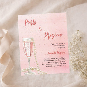 Pearls Prosecco pink Bridal Shower invitation