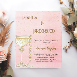 Pearls Prosecco pink Bridal Shower invitation