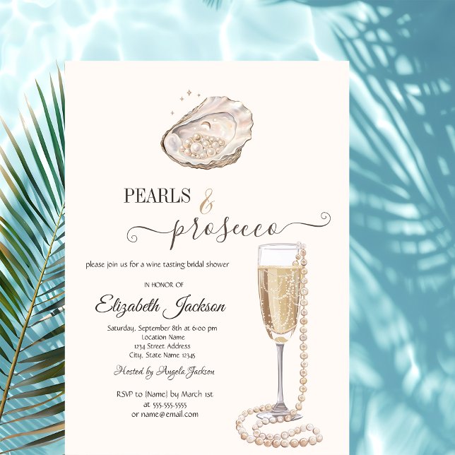  Pearls & Prosecco Seashell Cream Invitation (Creator Uploaded)