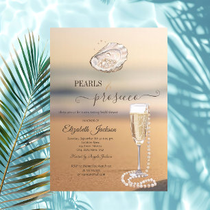 Pearls & Prosecco Sunset Beach Seashell Invitation