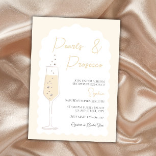 Pearls & Prosecco Wavy Arch Bridal Shower Invitation