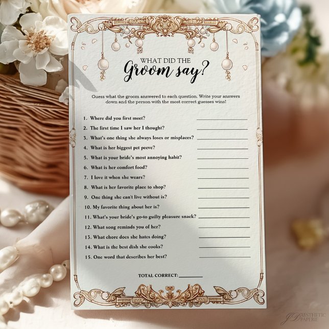 Pearls Prosecco What did the Groom Say Game (Creator Uploaded)