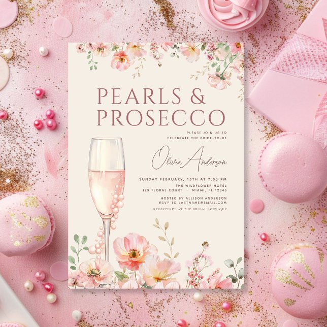 Pearls & Prosecco Wildflower Bridal Shower  Invitation (Creator Uploaded)