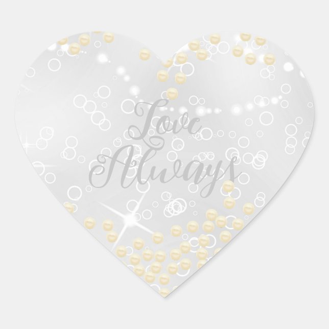 Pearls Shine Grey  Heart Sticker (Front)