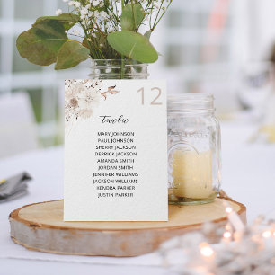 Pearls & White Floral Table Number Seating Chart