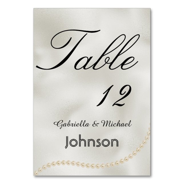Pearls White Luxe Table Number (Front)