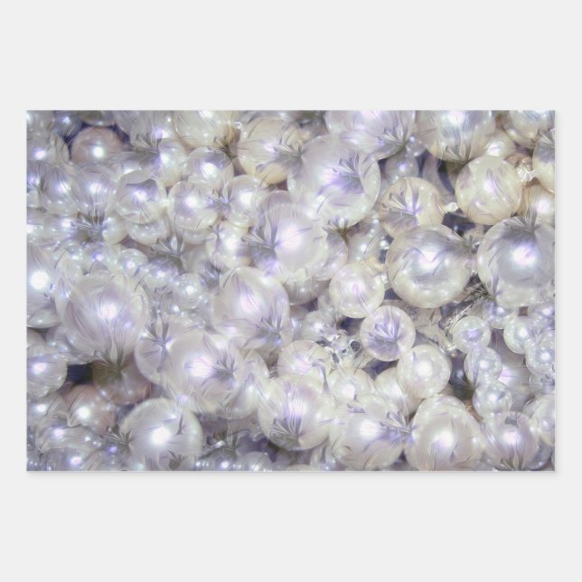 Pearls With Flower Design Wrapping Paper Sheet (Front)