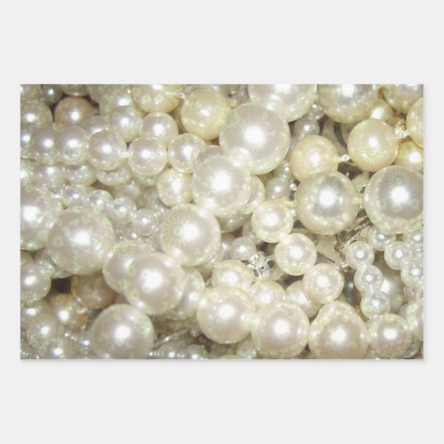 Pearls With Gold Design Wrapping Paper Sheet (Front)