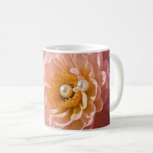 Pearls with pink flowers  coffee mug