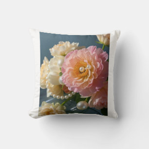 Pearls with pink flowers cushion