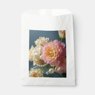 Pearls with pink flowers favour bag
