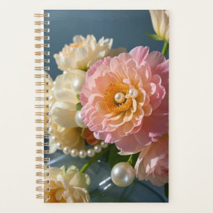 Pearls with pink flowers  planner