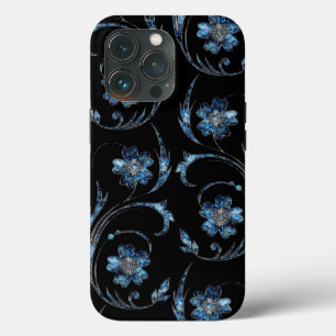 Pearly Blue Floral iPhone 13 Pro Case