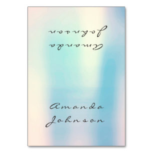 Pearly Blue Opal Peach Pink Gold Personalised Name Table Number